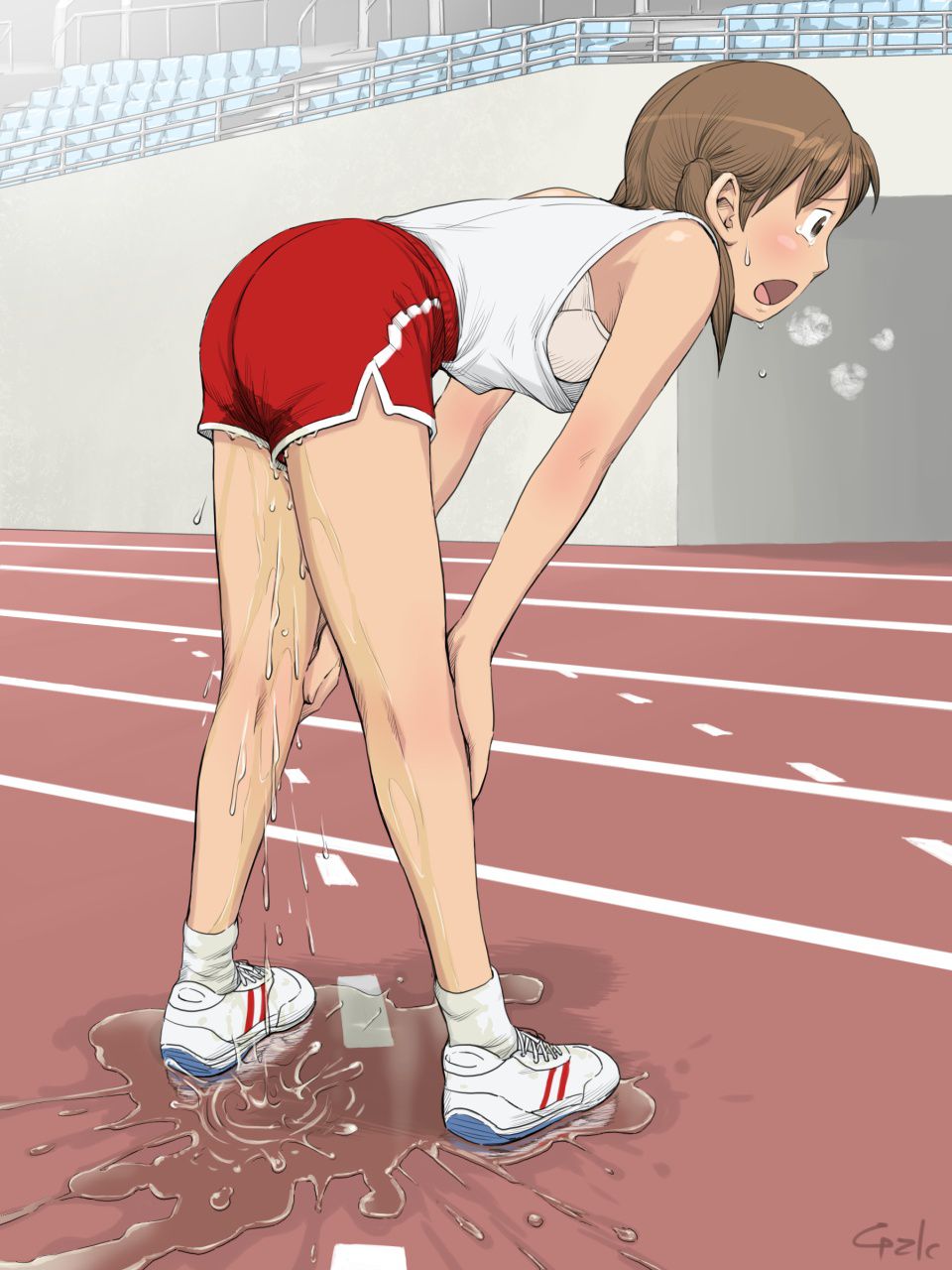 Sexy anime girls peeing